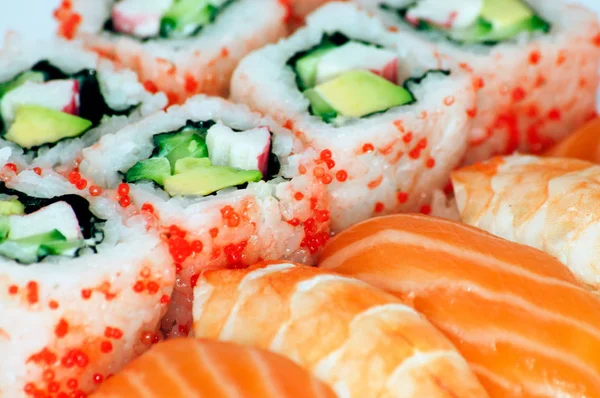 Kalifornijskie Maki Sushi Bliska Możliwe Wykorzystania Jako Tło — Zdjęcie stockowe