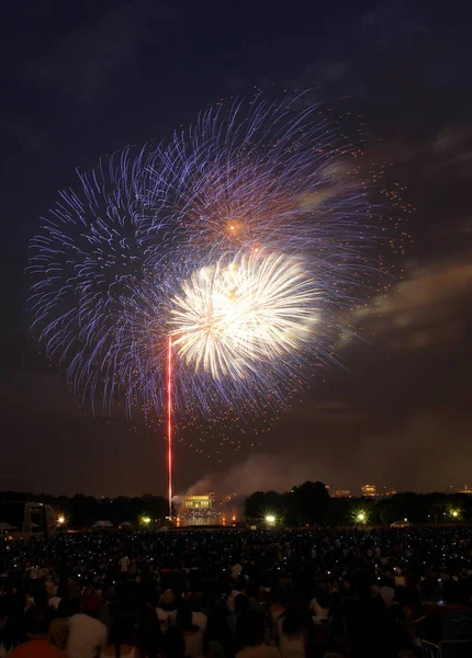 Fogos Artifício Sobre Lincoln Memorial Julho Washington 2007 — Fotografia de Stock