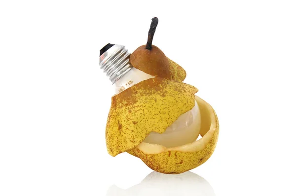 Pear Lightbulb Isolated White — Stock Photo, Image