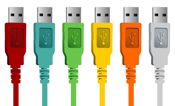 Σετ Καλωδίων Usb Διάφορα Χρώματα Που Απομονώνονται Λευκό Φόντο Διαθέσιμος — Φωτογραφία Αρχείου