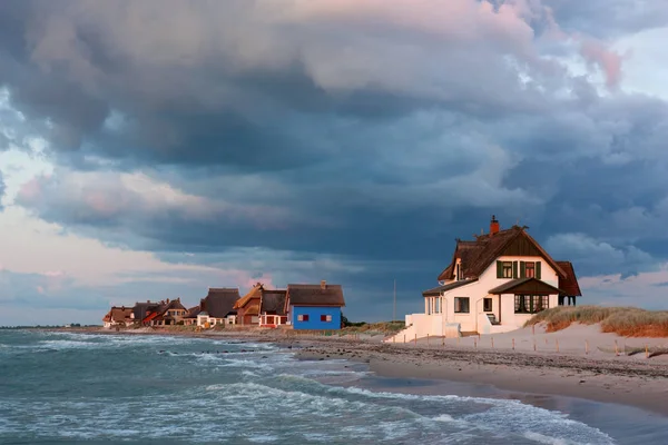 Beach Villas Graswarder Peninsula Heiligenhafen Schleswig Holstein Baltic Sea Sunset — 스톡 사진