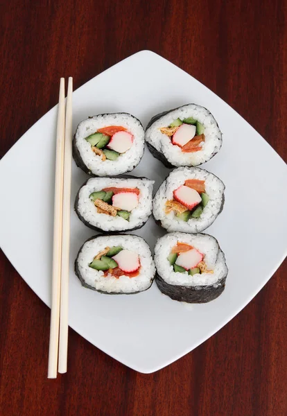 Japonská Kuchyně Sushi Asijské Jídlo Rybami — Stock fotografie