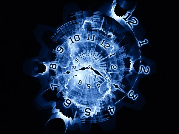 Composición Manecillas Reloj Engranajes Luces Números Adecuados Como Telón Fondo — Foto de Stock