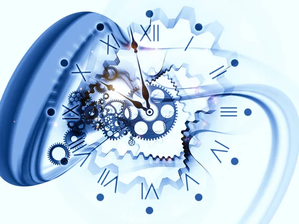 Abstract Design Made Gears Clock Elements Dials Dynamic Swirly Lines — Stock Photo, Image