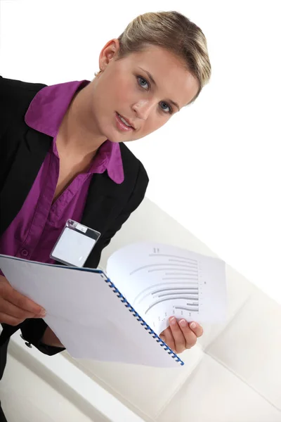 Businesswoman Wearing Visitor Badge — Stock Photo, Image