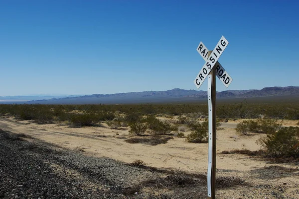 Railway Crossing California Desert — Stock Photo, Image