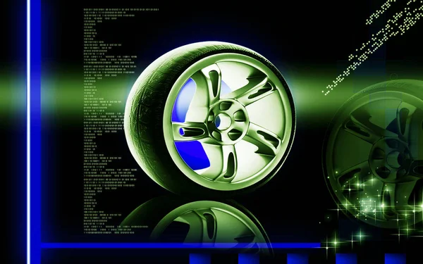 Digital Illustration Alloy Wheel Colour Background — Stockfoto