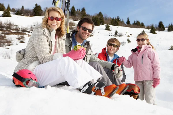 Família Jovem Férias Esqui — Fotografia de Stock