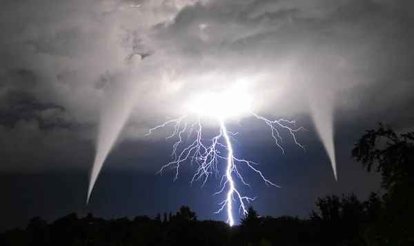 Changement Climatique Ouragan Tornade Dans Ciel Catastrophe Naturelle — Photo