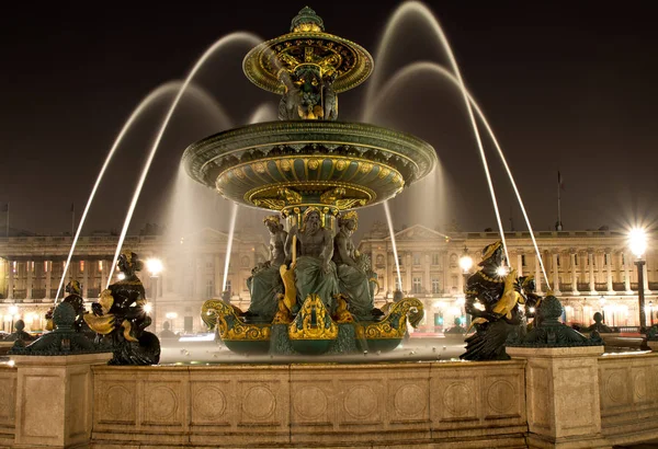 Fuente Place Concord Por Noche París Francia — Foto de Stock