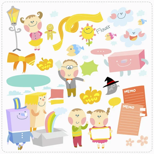 Conjunto Personagens Desenhos Animados Bonitos — Fotografia de Stock