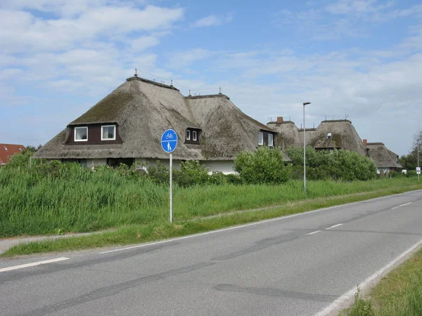 Rietgedekte Huizen Vierkante Meter Opname — Stockfoto