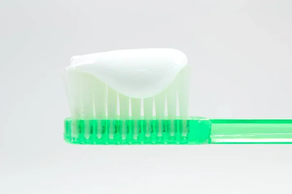 Green Toothbrush Isolated White — Stock Photo, Image