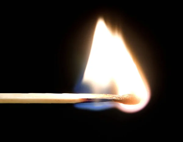 Burning Match Black Background — Stock Photo, Image