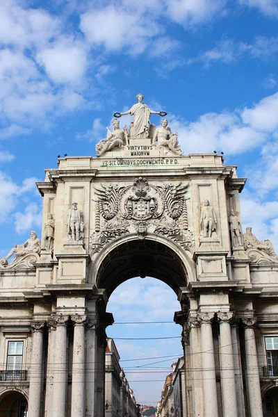 Rua Augusta Arch Arch Triumphal Arch Praca Comercio Allegory Terreiro — стоковое фото
