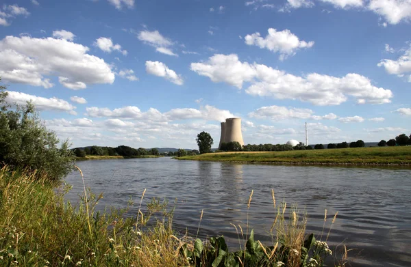 Das Atomkraftwerk Grohnde Der Weser — Stockfoto