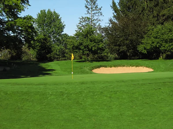 Una Fotografía Campo Golf Por Tarde — Foto de Stock