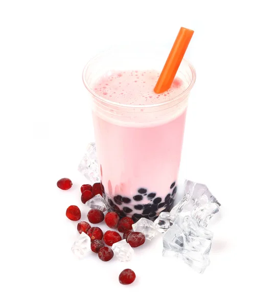 Cranberries Boba Bubble Τσάι Φρούτα Και Θρυμματισμένο Πάγο — Φωτογραφία Αρχείου