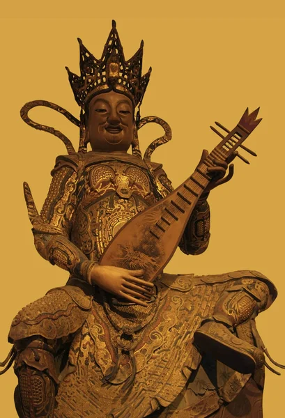 Historische Oranje Verlichte Sculptuur Jade Boeddha Tempel Shanghai China — Stockfoto