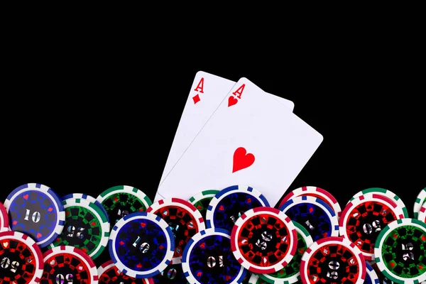 Playing Cards Poker Chips — Stock Photo, Image