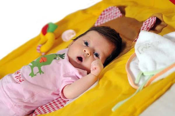 Portrait Intérieur Avec Jeune Famille Heureuse Mignon Petit Babby — Photo