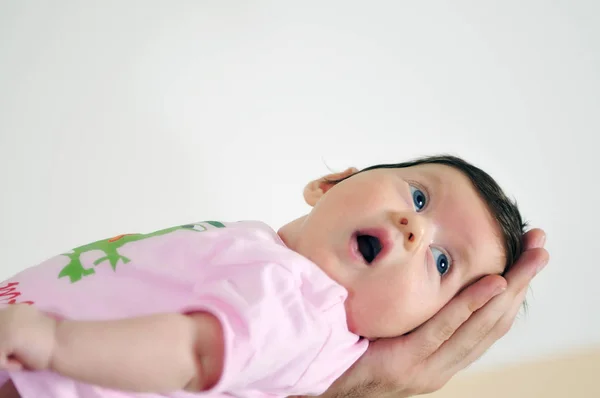 Indoor Portrait Happy Young Famil Cute Little Babby — Stock Photo, Image