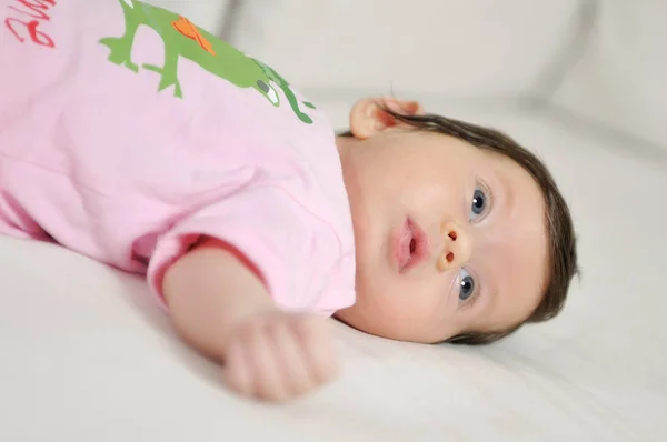 Indoor Portrait Happy Young Famil Cute Little Babby — Stock Photo, Image