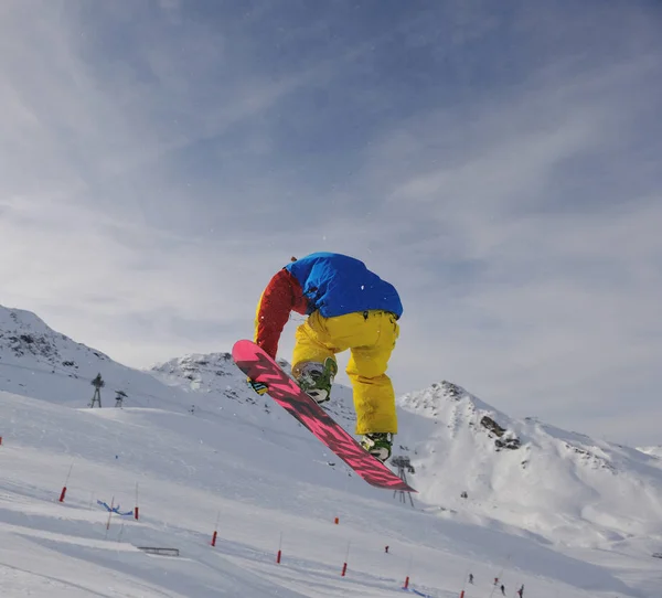 Snowboard Χειμερινό Άθλημα Ακραία Άλμα — Φωτογραφία Αρχείου