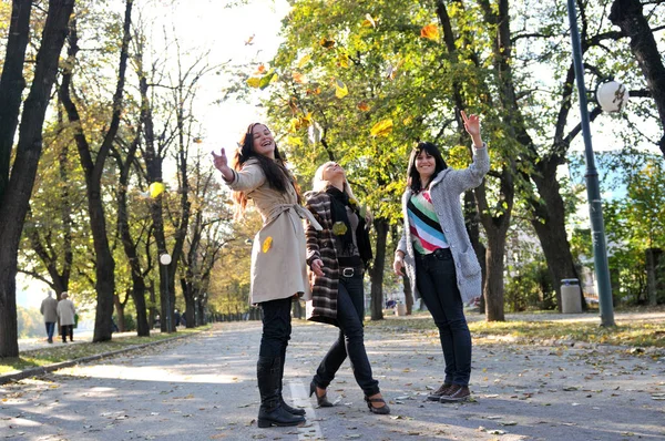 Tres Señoritas Disfrutando Día Naturaleza — Foto de Stock