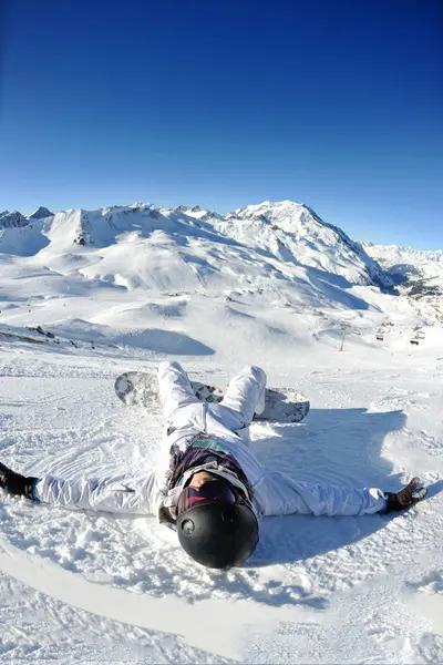 Inverno Mulher Esporte Esqui Diversão Viagem Snowboard — Fotografia de Stock