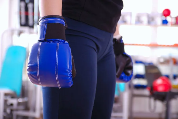 Boxer Gloves Boxer Светится Женщина Туловище — стоковое фото