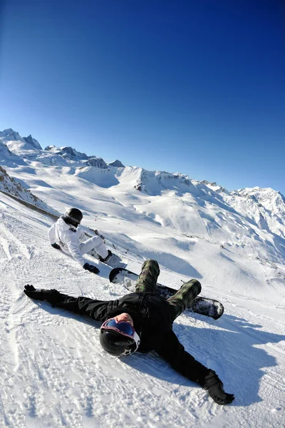 Inverno Mulher Esporte Esqui Diversão Viagem Snowboard — Fotografia de Stock