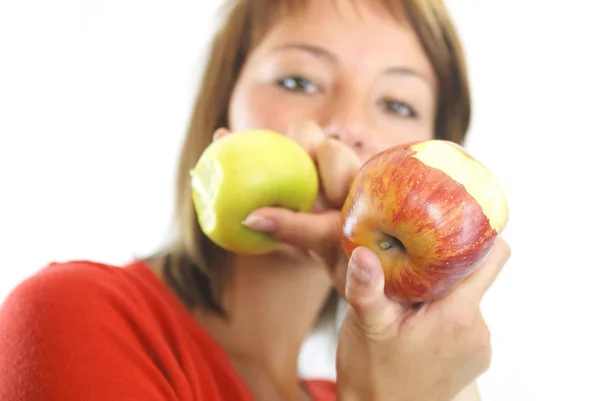 Mooie Vrouw Met Apple — Stockfoto