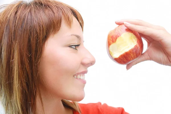 Mooie Vrouw Met Apple — Stockfoto