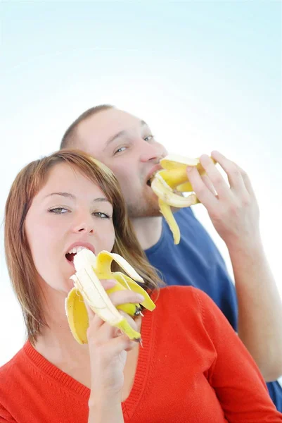 Šťastný Pár Banánem — Stock fotografie