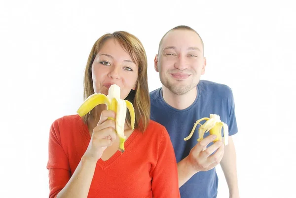 Happy Couple Banana — Stock Photo, Image