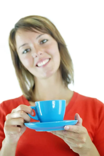 여자가 커피를 — 스톡 사진