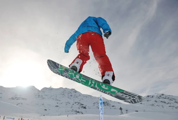 Snowboard Inverno Esporte Salto Extremo — Fotografia de Stock