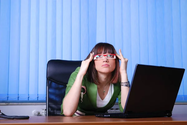 Worried Businesswoman Working Indoors — Stock Photo, Image