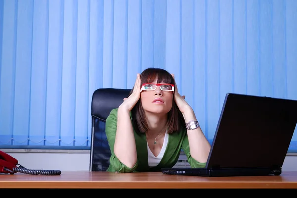 Worried Businesswoman Sitting Indoors — Stock Photo, Image