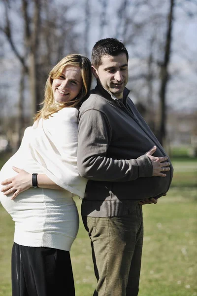 Heureux Jeune Couple Famille Marié Plein Air Dans Nature Ont — Photo