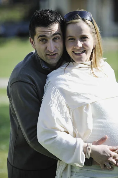 Heureux Jeune Couple Famille Marié Plein Air Dans Nature Ont — Photo