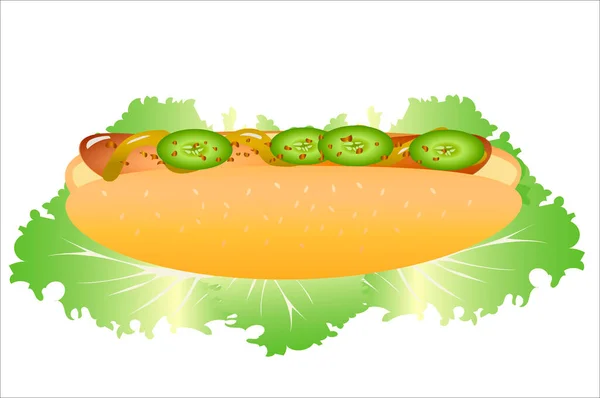 Hot Dog Avec Laitue Tomate Sur Fond Blanc — Photo