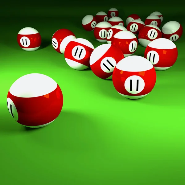 Red White Billiard Balls Number Elf — Stock Photo, Image