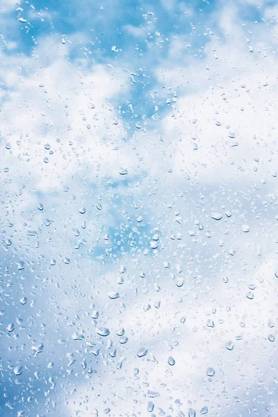 Wassertropfen Auf Fensterglas Den Rändern Verschwommen — Stockfoto
