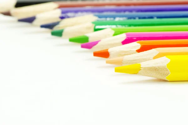 Assortiment Crayons Couleur Sur Fond Blanc — Photo