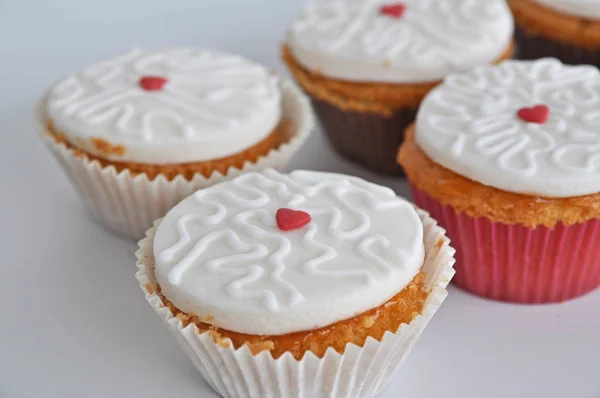 Leckere Cupcakes Auf Hintergrund Nahaufnahme — Stockfoto