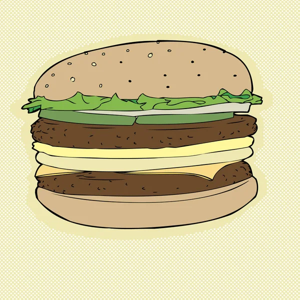 Duży Hamburger Dwoma Pasztetami Serem — Zdjęcie stockowe