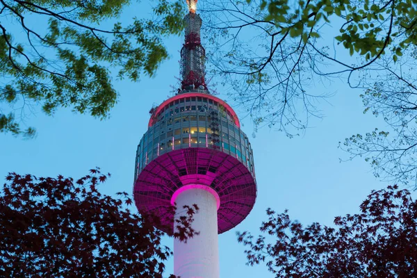 Seoul Tower Abends Empfang Der Aussichtsplattform Auf Dem Namsan Berg — Stockfoto