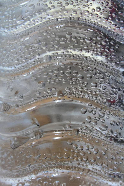 Wassertropfen Auf Plastikflasche Hintergrund Und Textur — Stockfoto